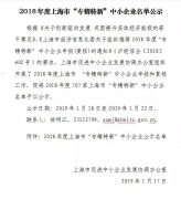 德耐尔被评为2018年度上海市“专精特新”中小企业